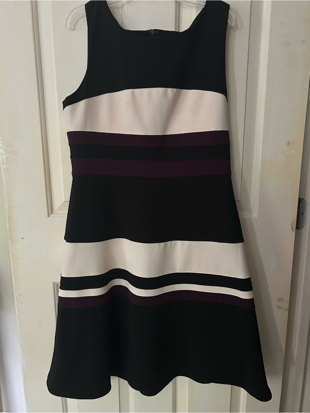 Tommy Hilfiger Black, Pink & Plum Striped Fit-and-Flare Midi Dress